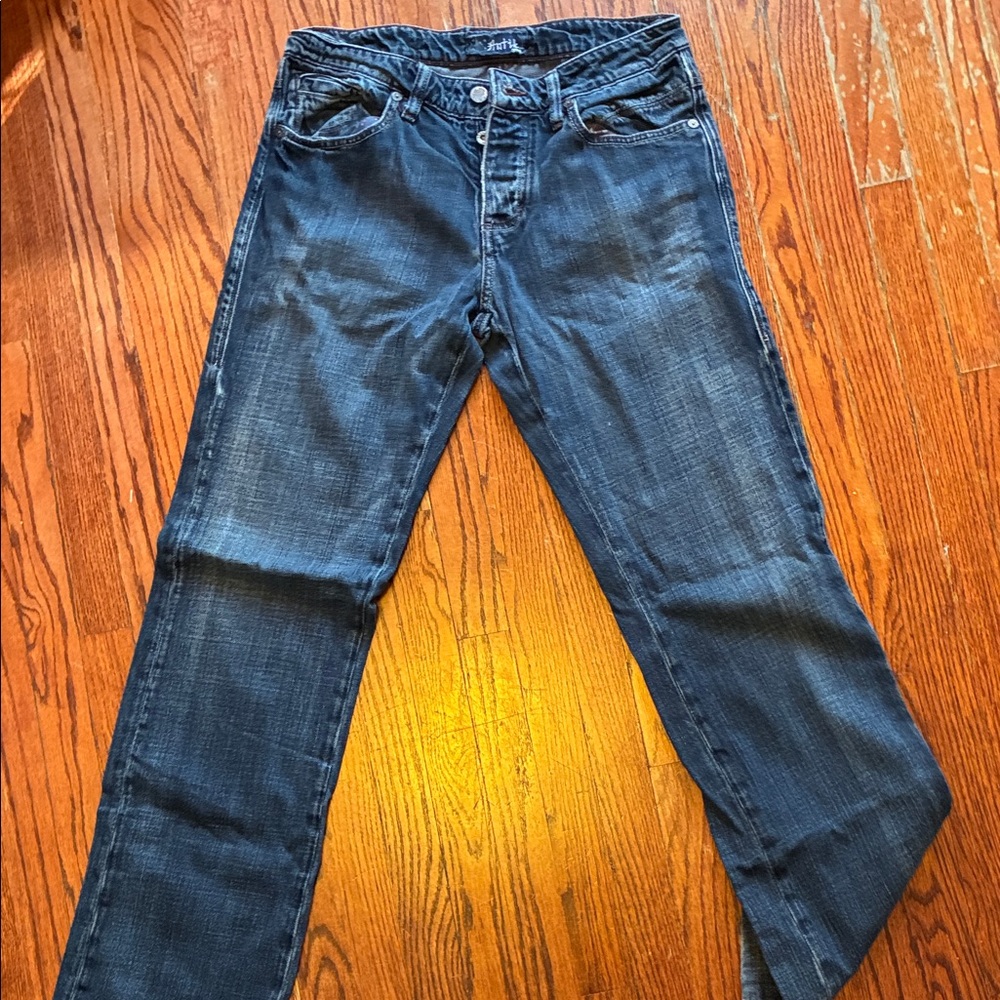 Denim&Co Dark Blue Jeans with Brown Patch